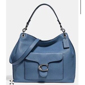 Coach Tabby Hobo Blue Pebbled Leather Shoulder Bag Crossbody